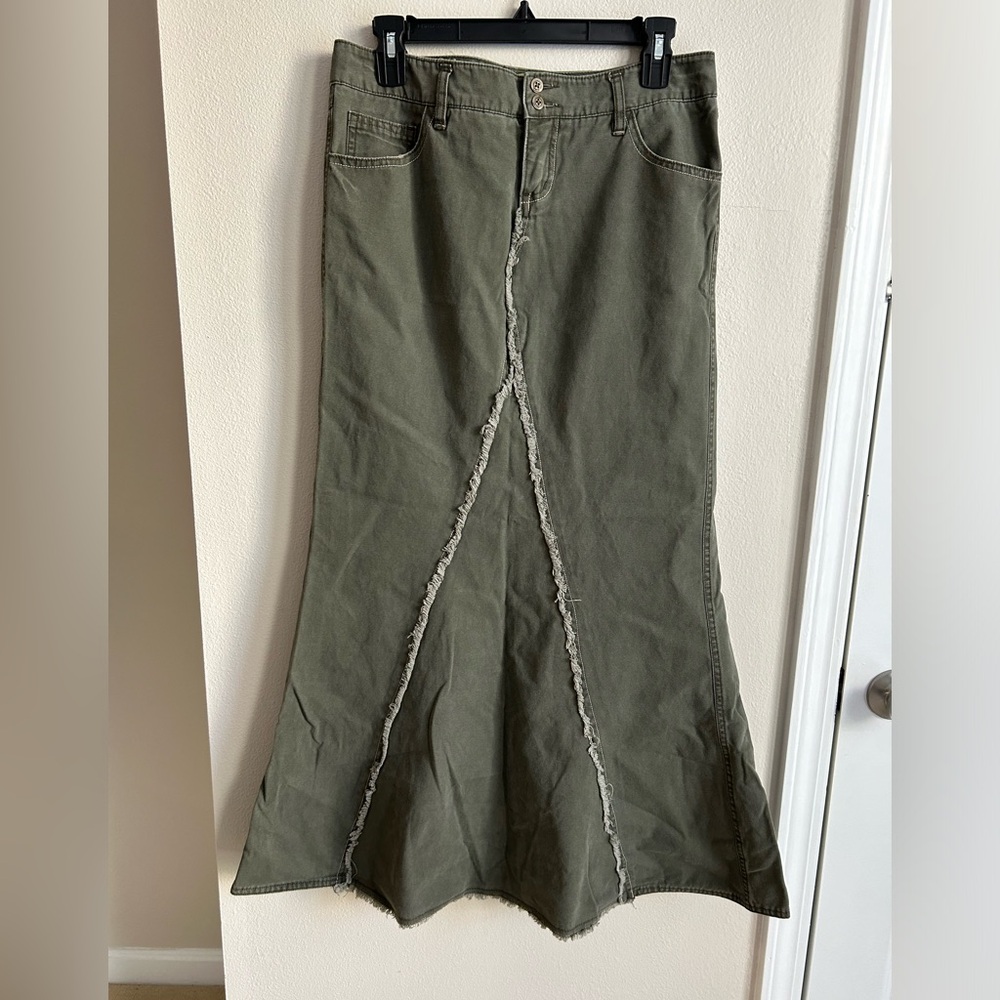 Vintage Y2K Nori Cargo Denim Maxi Skirt